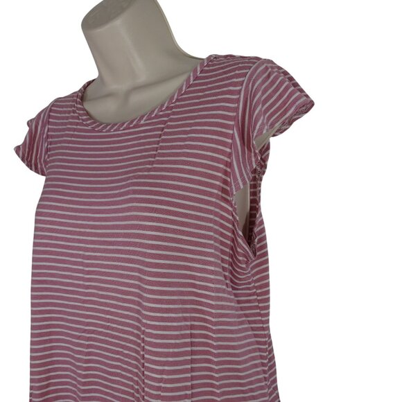 Cest La Vie Pink White Striped Cap Sleeve Top Women Size M Pullover - Picture 2 of 7